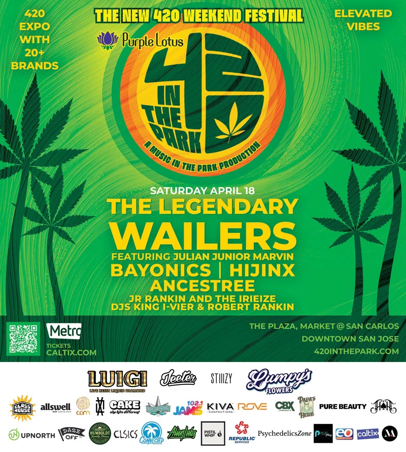 Music in the Park promotional art for a downtown San Jose cannabis-culture concert weekend
