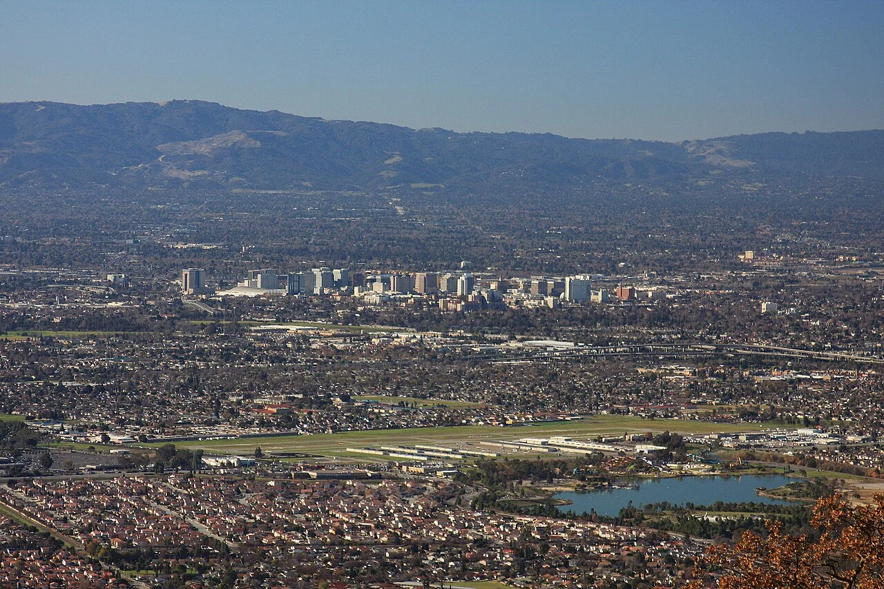 San Jose California skyline with hills in the distance