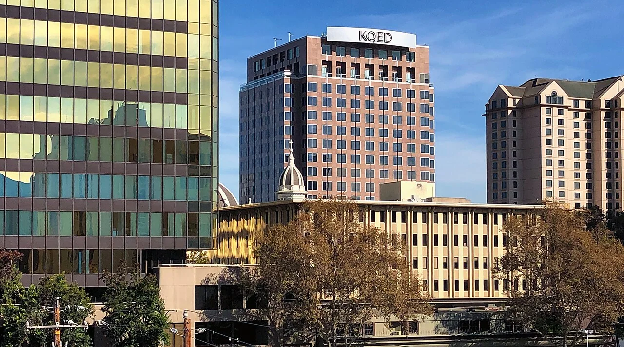 KQED building at 50 West San Fernando Street in San Jose; local journalism context.